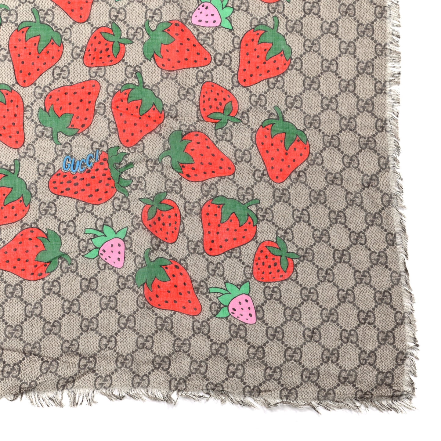 Modal Silk Monogram Strawberry Square Scarf