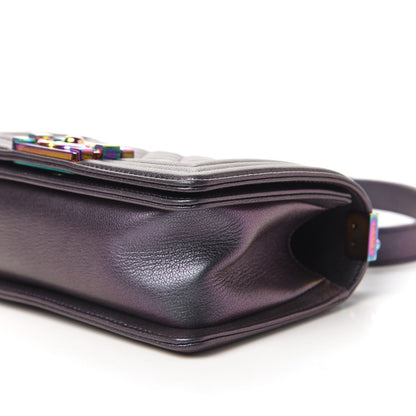 Chanel Iridescent Goatskin Quilted Small Boy Flap Purple 8 of 12