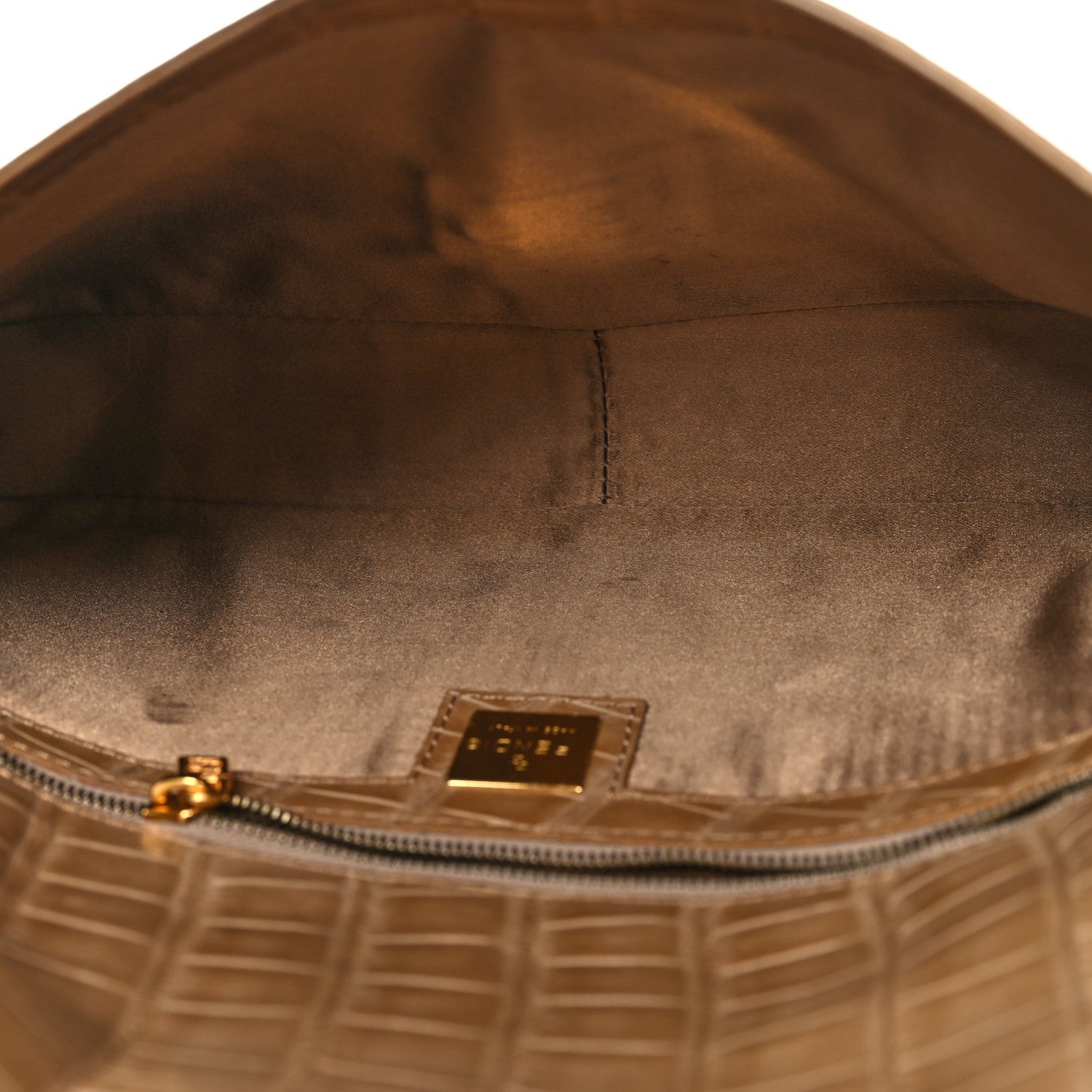 Fendi Crocodile Crystal Lizard Baguette Beige 5 of 11