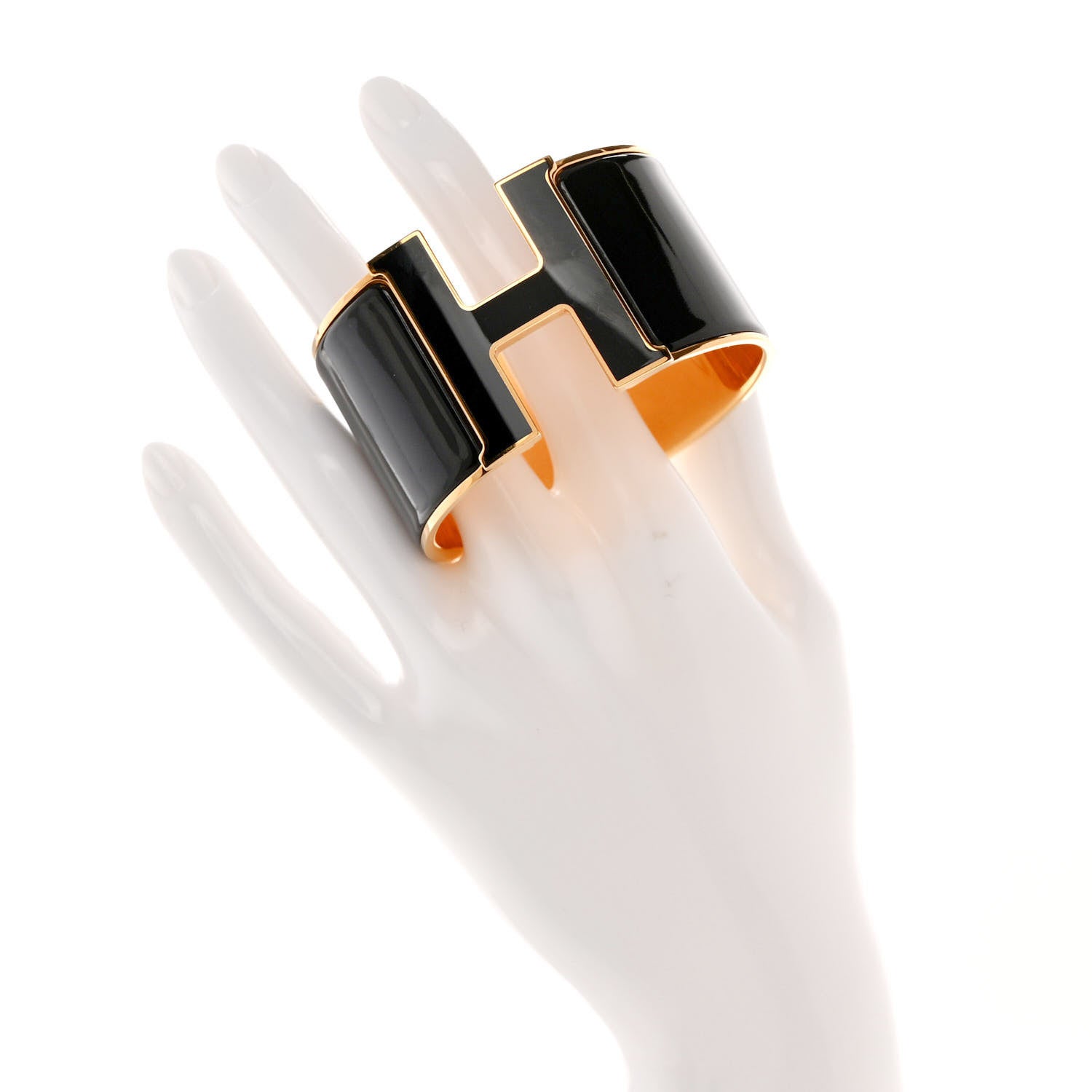 Hermes Enamel Extra Wide Clic Clac H Bracelet PM Black 2 of 5