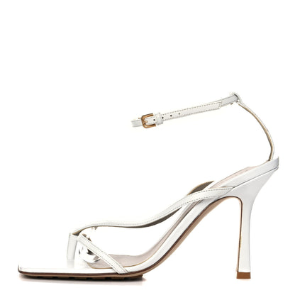 Bottega Veneta Lambskin Stretch Multi Strap 90mm Sandals 39 Optic White 1 of 12