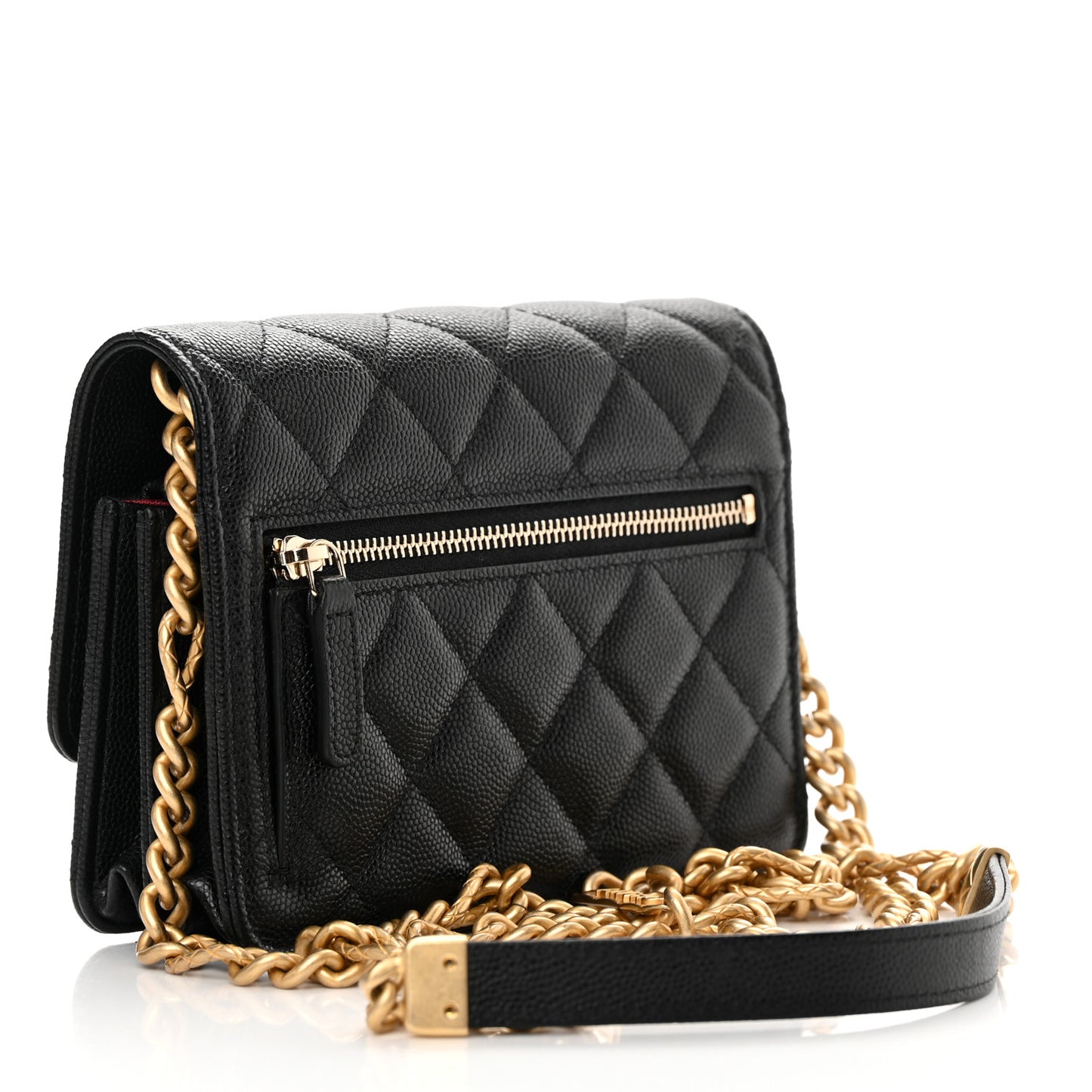 Caviar Quilted Mini Bracelet On Chain Wallet On Chain WOC Black