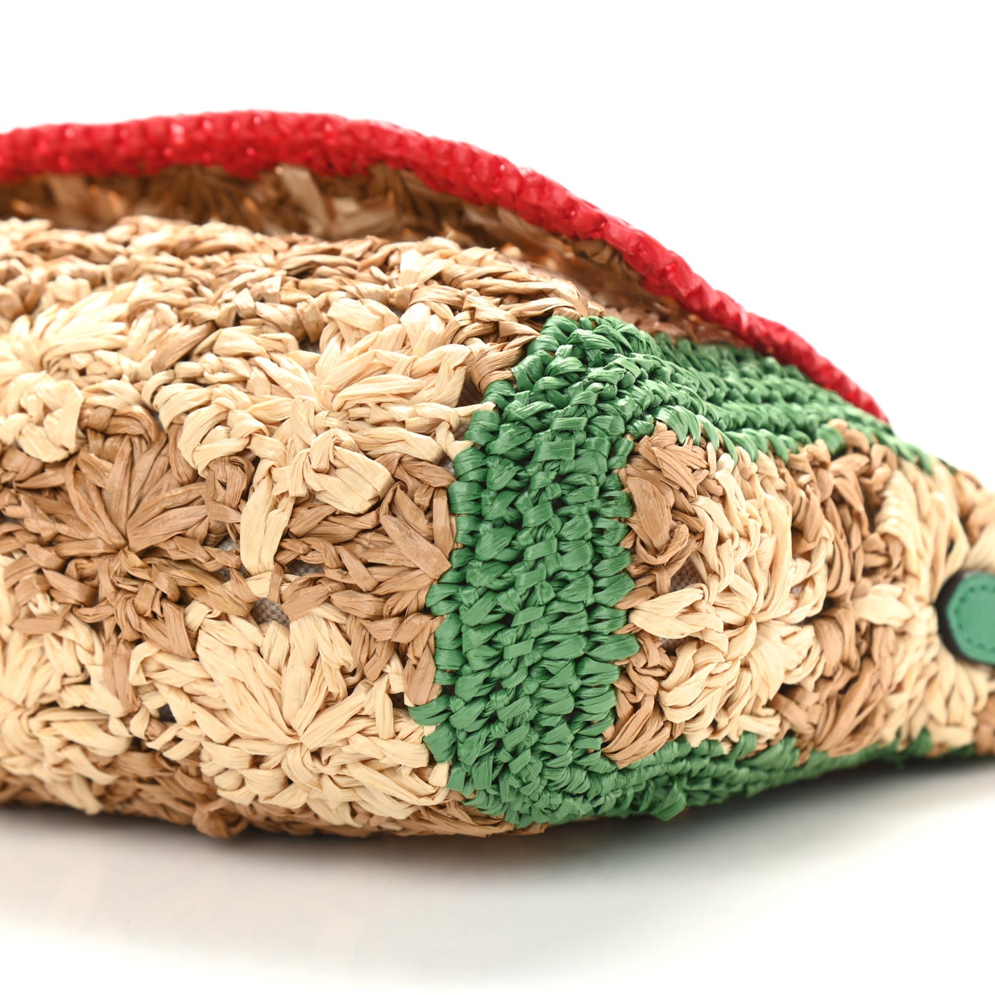 Raffia Azalea Calfskin Crochet Flower Small GG Marmont Shoulder Bag Natural Ecru Green Red New Shamarock