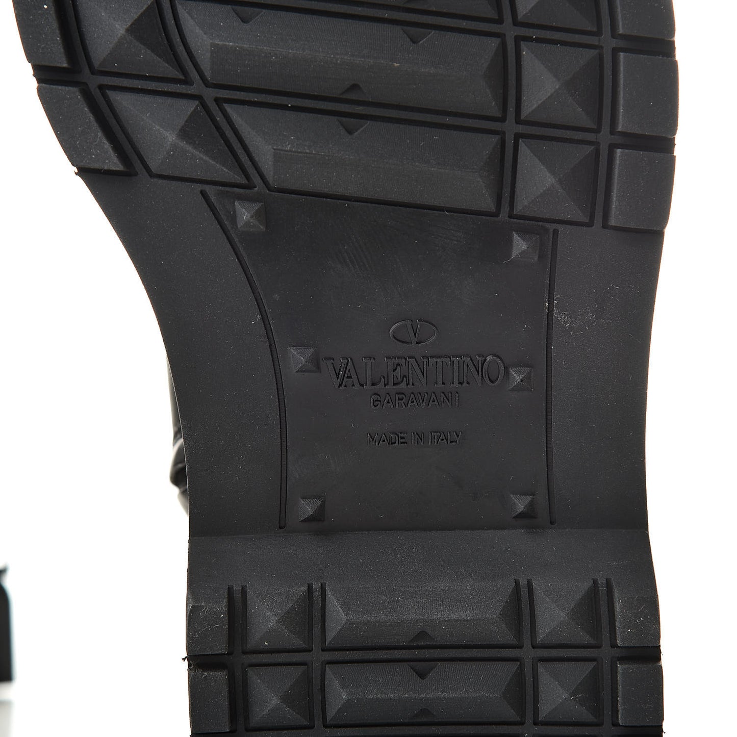 Calfskin Rockstud 20mm Combat Boots 35.5 Black