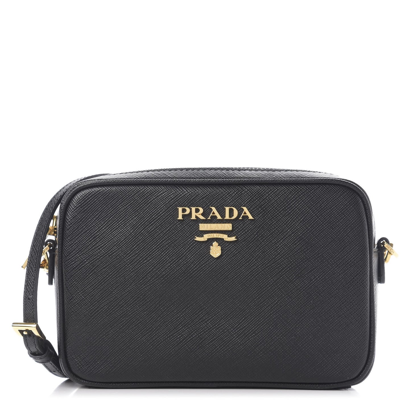 Saffiano Lux Small Camera Crossbody Bag Black