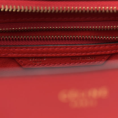Celine Drummed Calfskin Micro Luggage Red 5 of 8