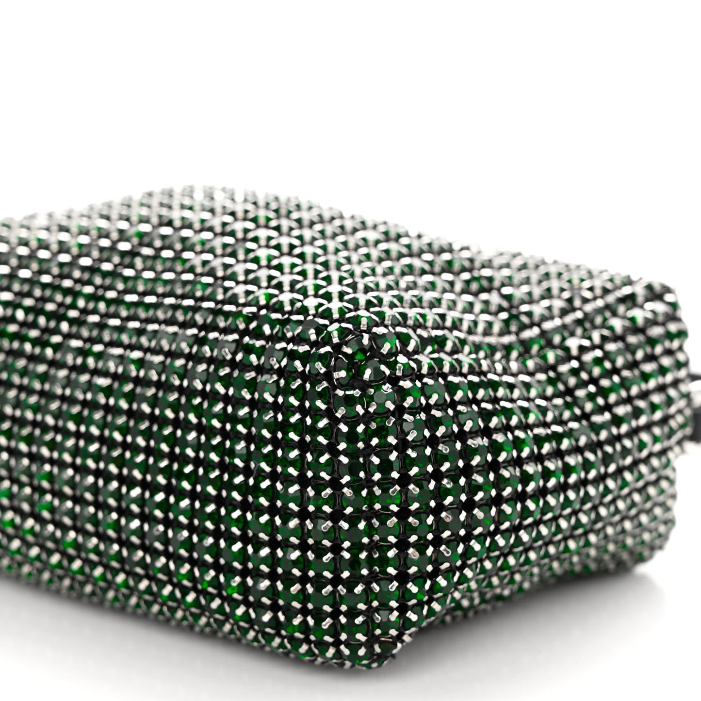 Mesh Crystal Rhinestone Mini Heiress Pouch Emerald Green