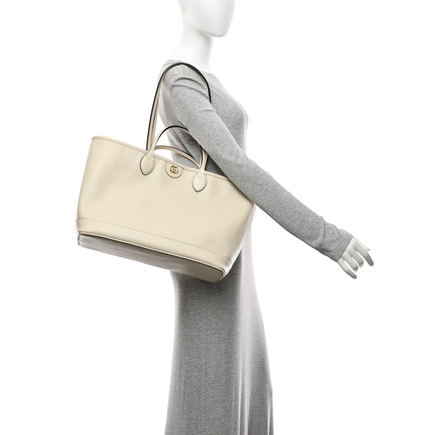 Gucci Textured Dollar Calfskin Medium Ophidia Shoulder Tote Bag  Mystic White 2 of 11