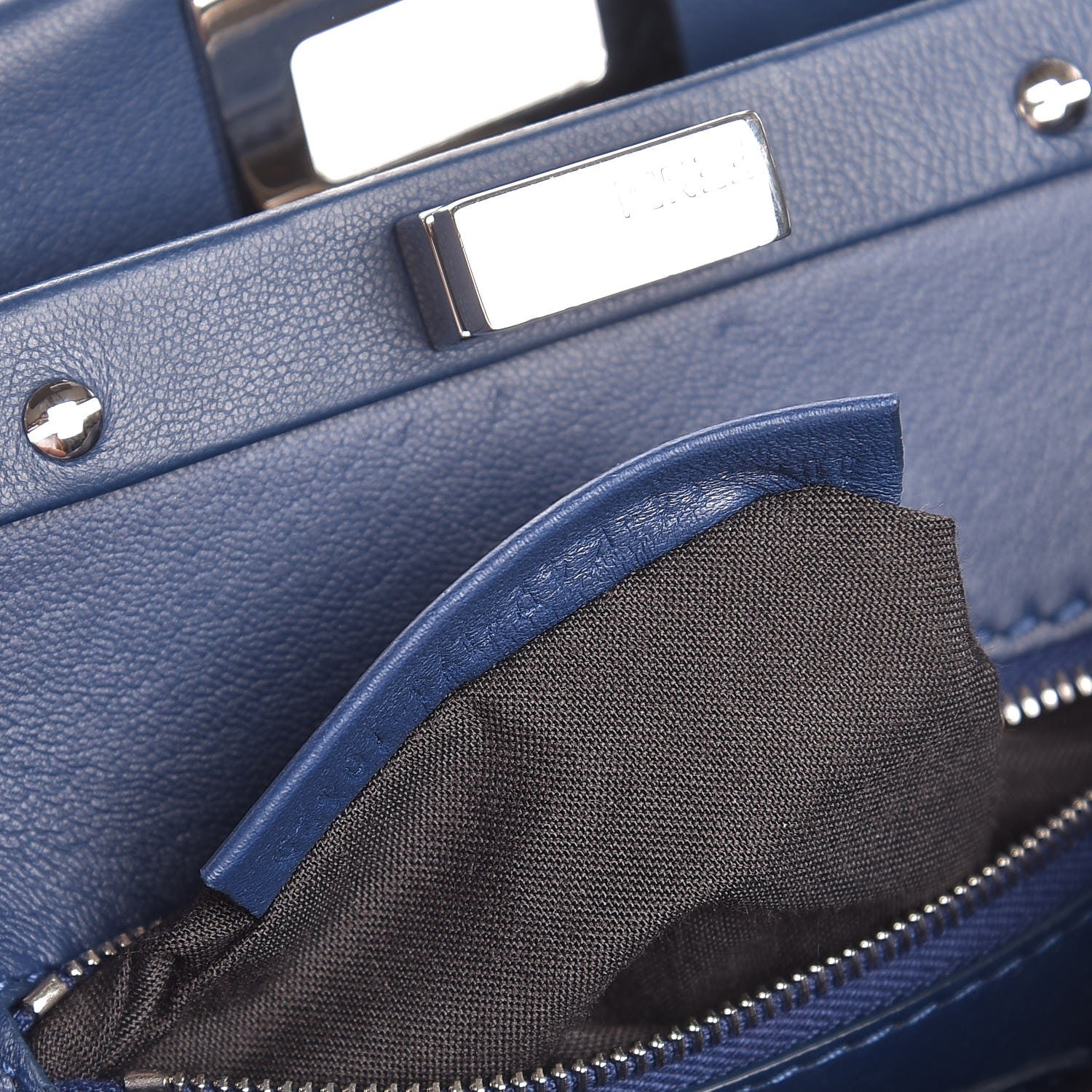 Fendi Nappa Mini Peekaboo Iconic Satchel True Blue 9 of 9