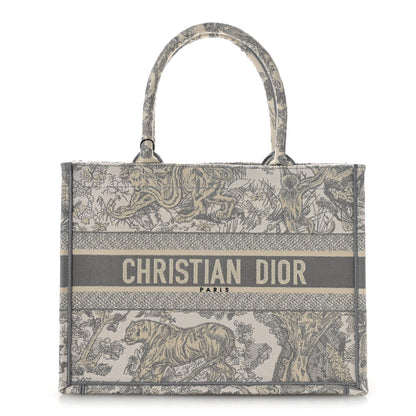Christian Dior Canvas Embroidered Medium Dioriviera Toile De Jouy Book Tote Gray 1 of 10