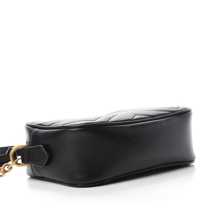 Gucci Calfskin Matelasse Mini GG Marmont Chain Shoulder Bag Black 4 of 11