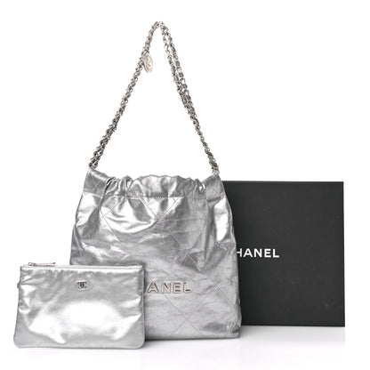 Chanel Metallic Calfskin Quilted Small Chanel 22 Silver 13 of 13