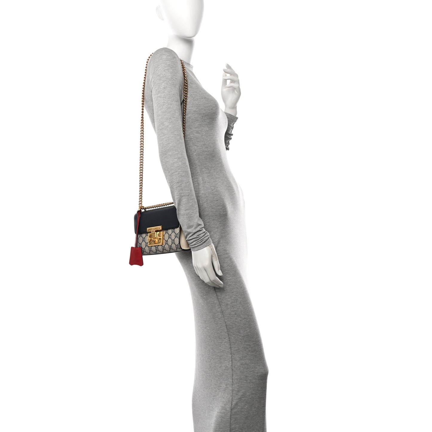 GG Supreme Monogram Moon Calfskin Small Padlock Shoulder Bag Beige Blue Mystic White Hibiscus Red