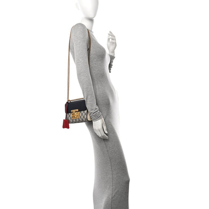 Gucci GG Supreme Monogram Moon Calfskin Small Padlock Shoulder Bag Beige Blue Mystic White Hibiscus Red 3 of 12