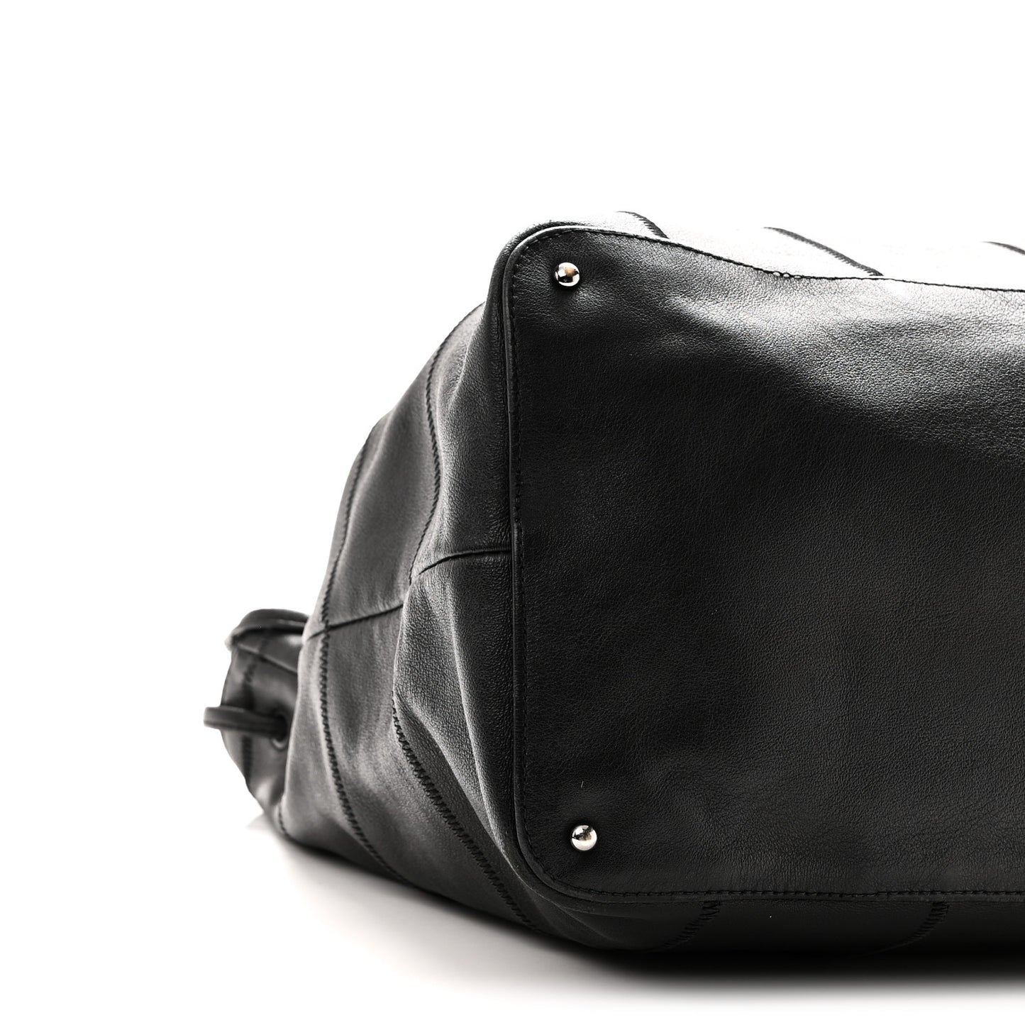 Calfskin Square Stitched Tassel Bag Black