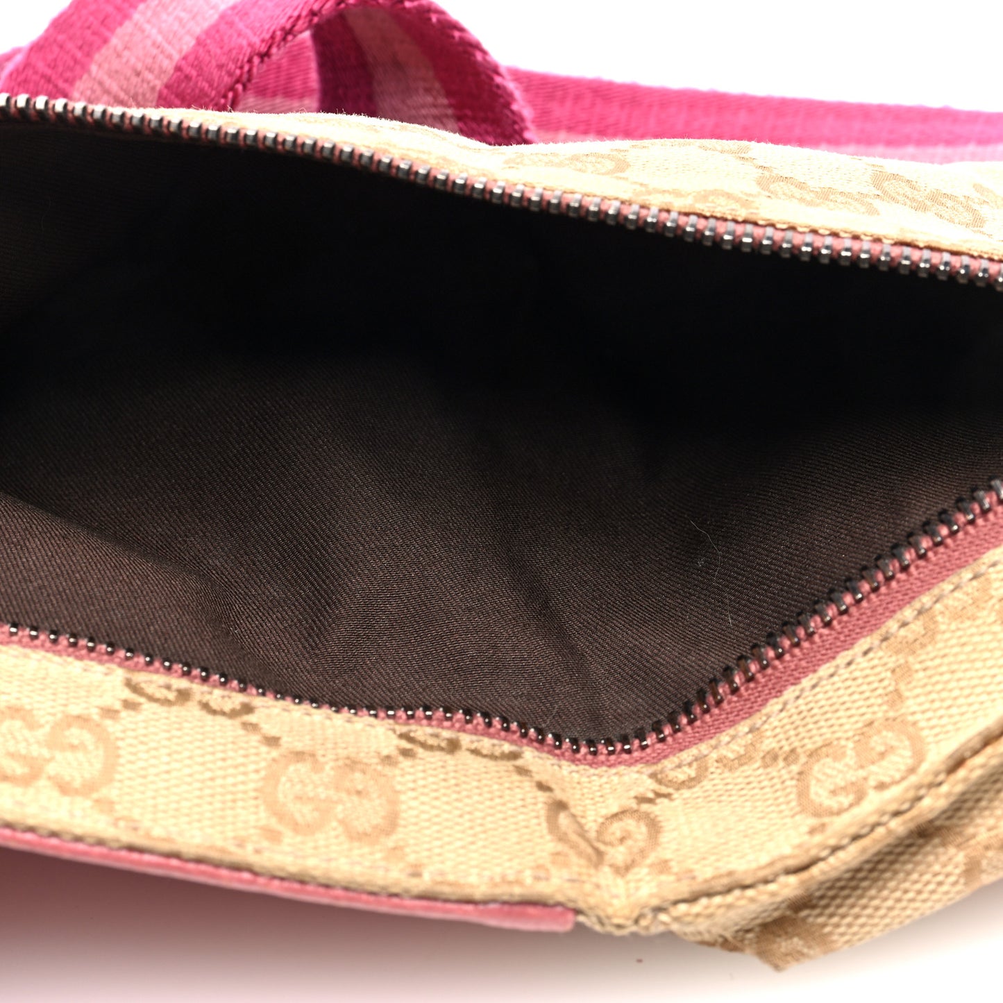 GG Monogram Web Double Pocket Belt Bag Pink