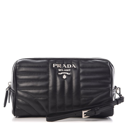 Prada Soft Calfskin Diagramme Wristlet Pouch Bag Black 1 of 8