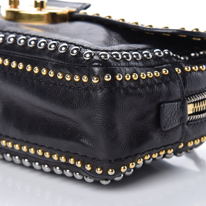 Prada Glace Calf Studded Pushlock Chain Shoulder Bag Black 11 of 11