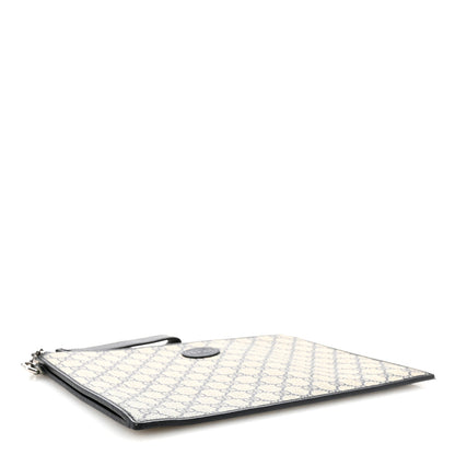 Gucci GG Supreme Monogram Textured Dollar Calfskin Retro Interlocking G Wristlet Pouch Beige Blue 4 of 10