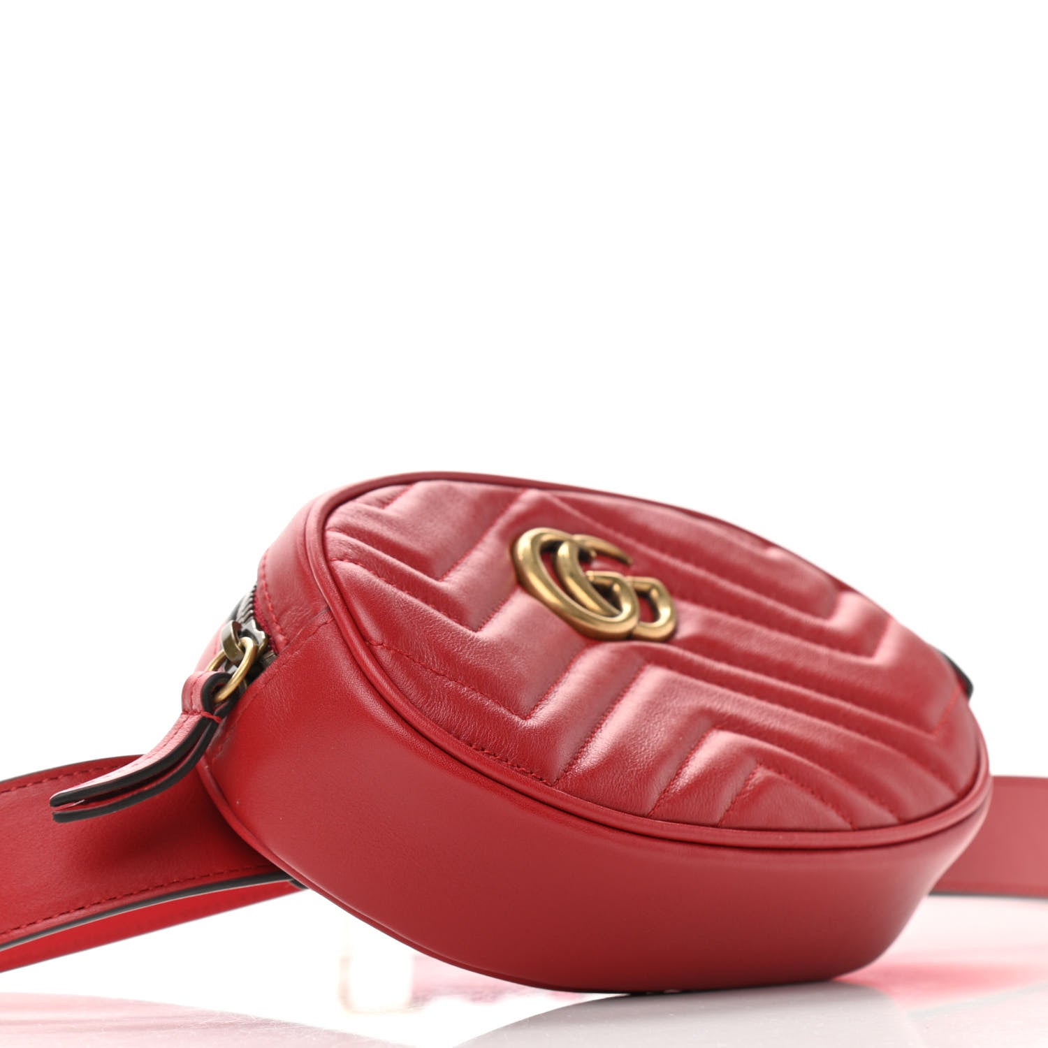 Gucci Calfskin Matelasse GG Marmont Belt Bag 85 34 Hibiscus Red 4 of 16