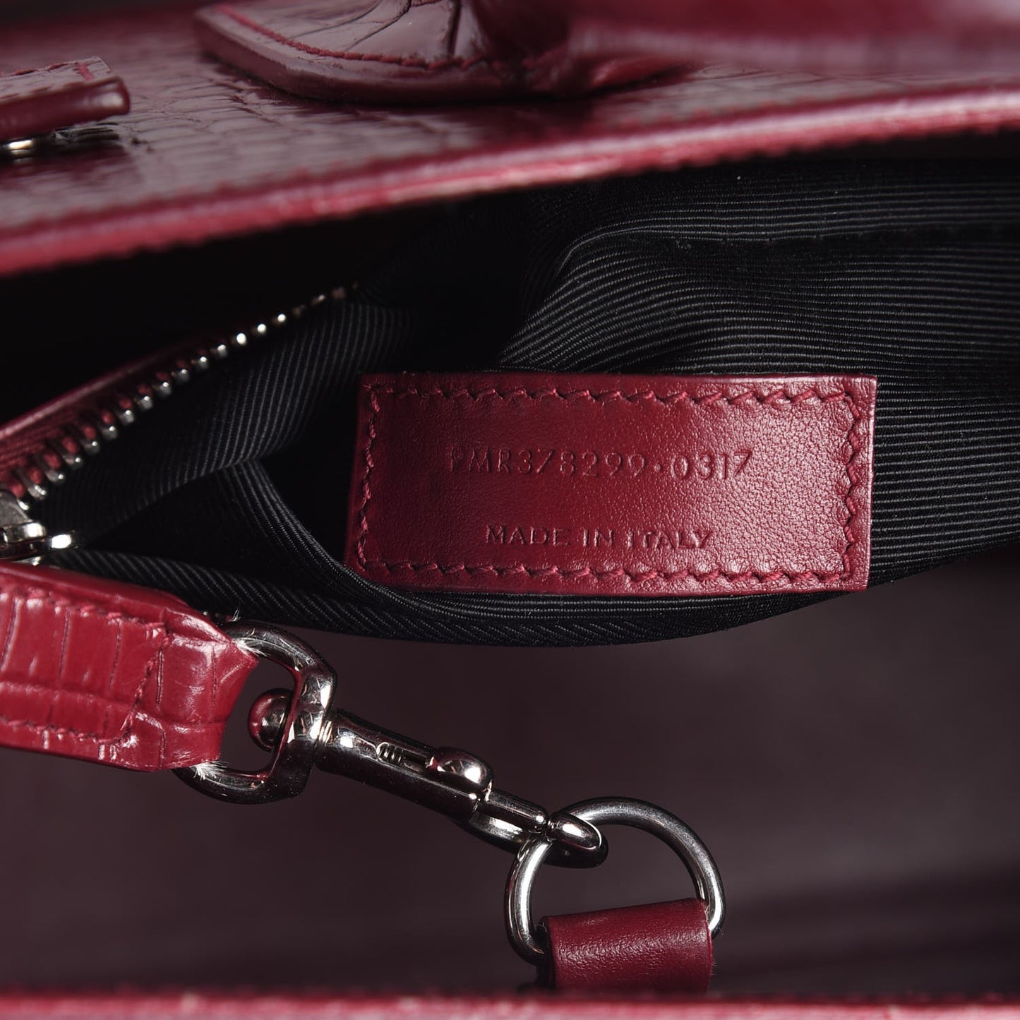 Calfskin Crocodile Embossed Small Sac De Jour Rouge