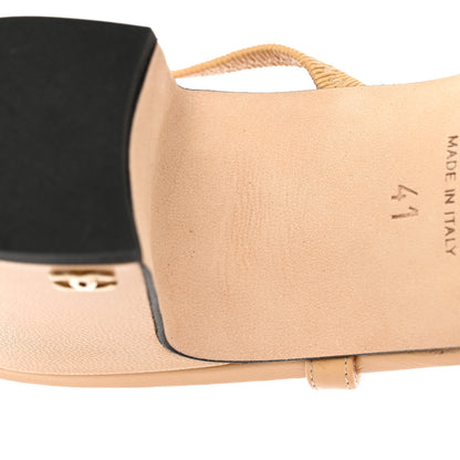 Chanel Goatskin Grosgrain Cap Toe CC Slingback Pumps 41 Beige Black 9 of 15
