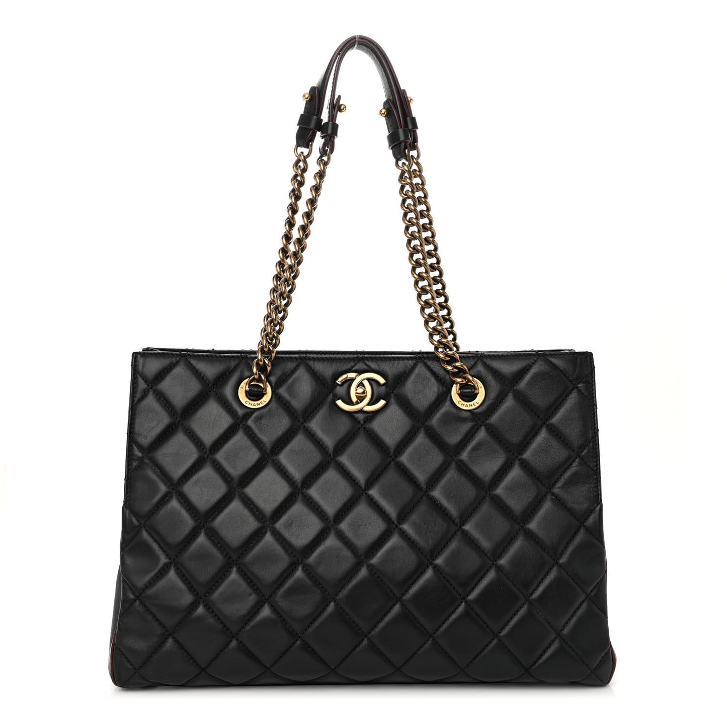 Calfskin Quilted Perfect Edge Tote Black