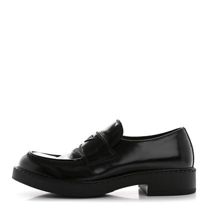 Prada Spazzolato Metal Triangle Logo Mens 35mm Loafers 10 Black 1 of 12