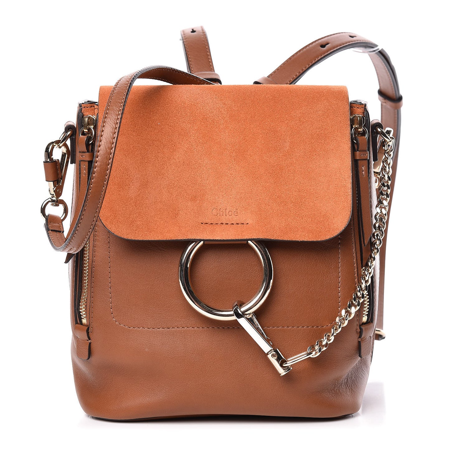 Suede Calfskin Small Faye Backpack Tan