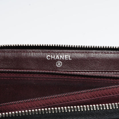 Chanel Iridescent Caviar Quilted Large Zip Around Wallet Black CC 6 of 8