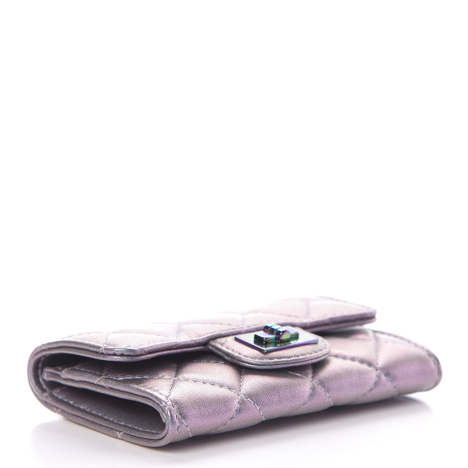 Chanel Iridescent Lambskin Quilted Reissue Flap Card Holder Light Purple 4 of 8