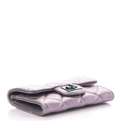 Chanel Iridescent Lambskin Quilted Reissue Flap Card Holder Light Purple 4 of 8