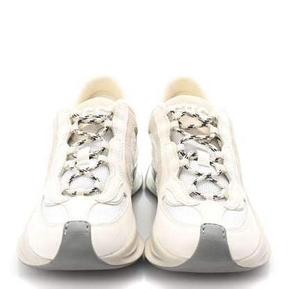 Gucci Technical Knit Fabric Suede Calfskin Womens Gucci Run Sneakers 38.5 Off White Grey 3 of 9
