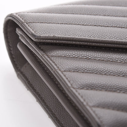 Saint Laurent Grain De Poudre Matelasse Chevron Monogram Chain Wallet Earth 11 of 14
