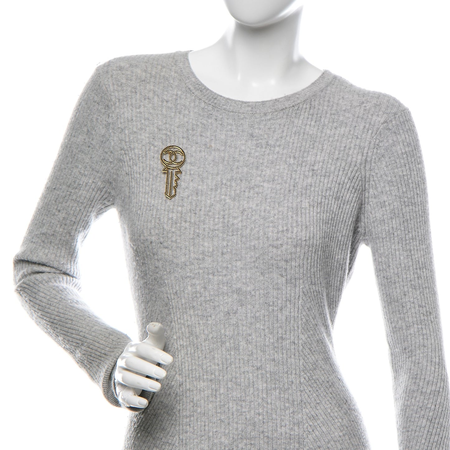 Crystal CC Key Brooch Black Gold