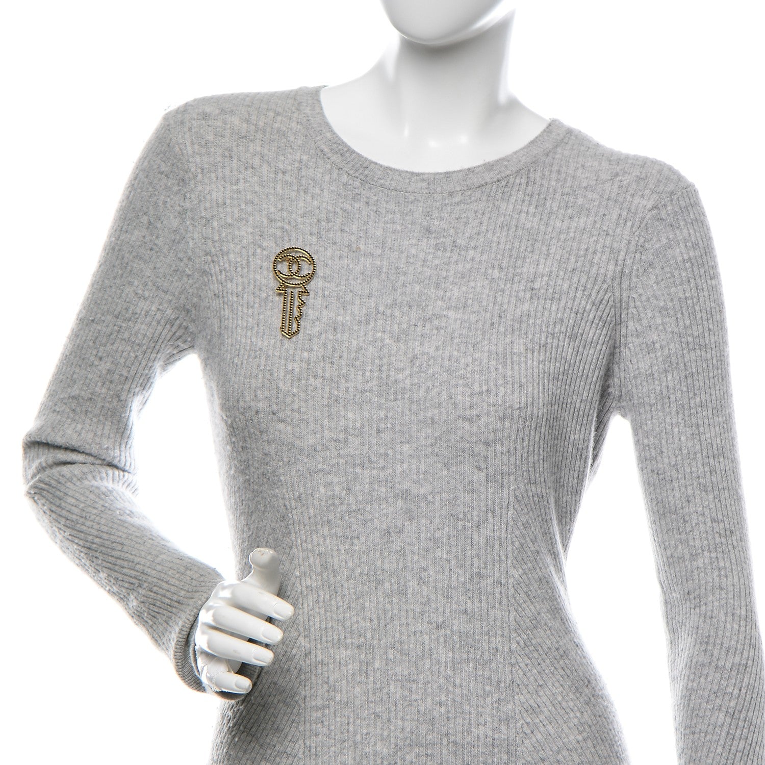 Chanel Crystal CC Key Brooch Black Gold 2 of 4