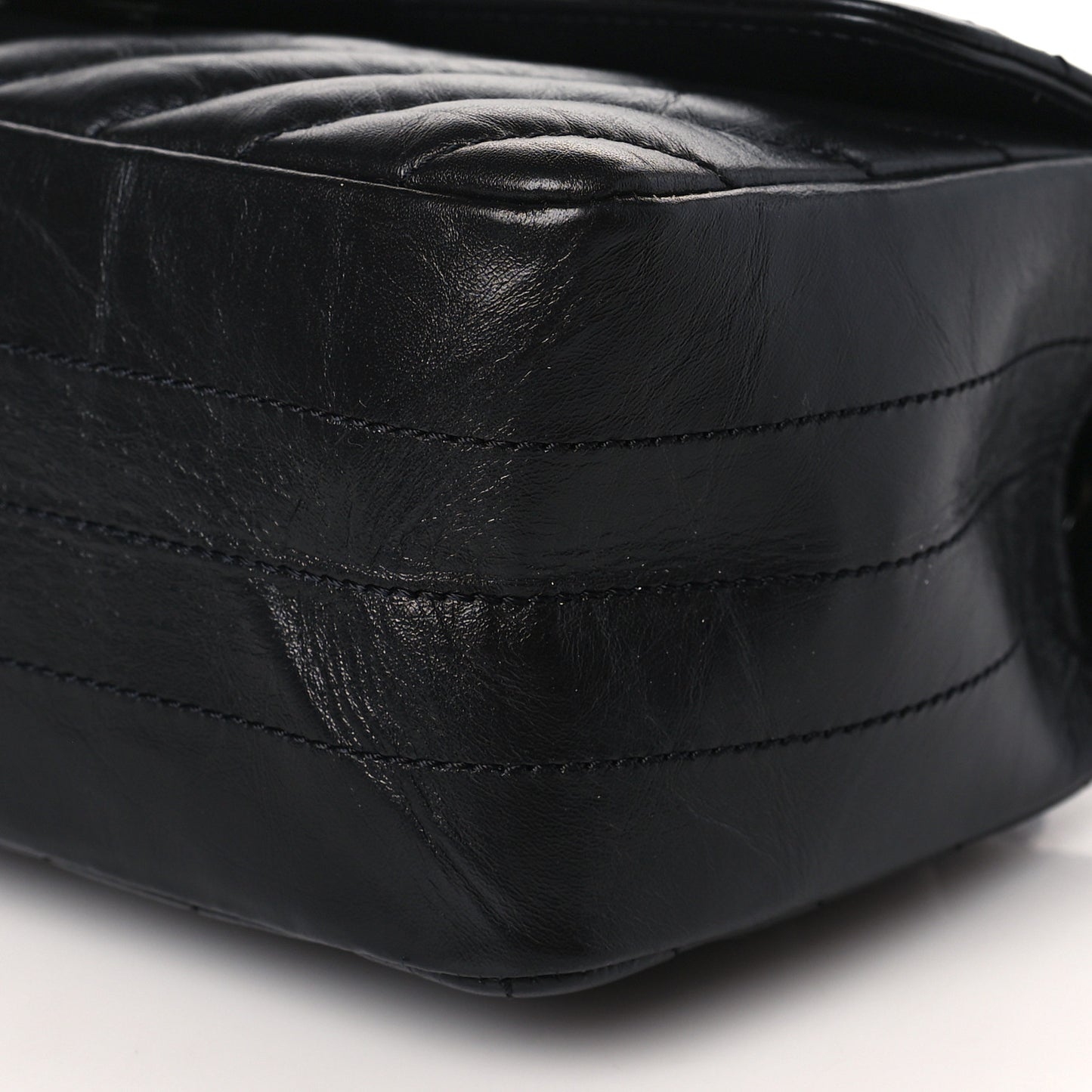 Aged Calfskin Chevron Quilted 2.55 Reissue Mini Flap So Black