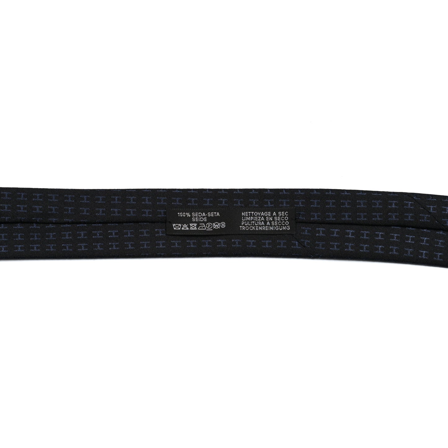 Woven Silk H Bi-Color Mens Neck Tie Black Marine
