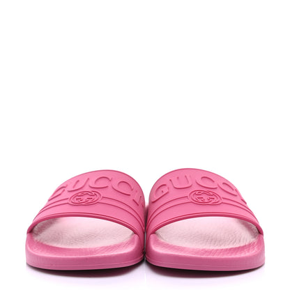 Gucci Rubber Womens Logo Slide Sandals 38 Fuchsia 2 of 7