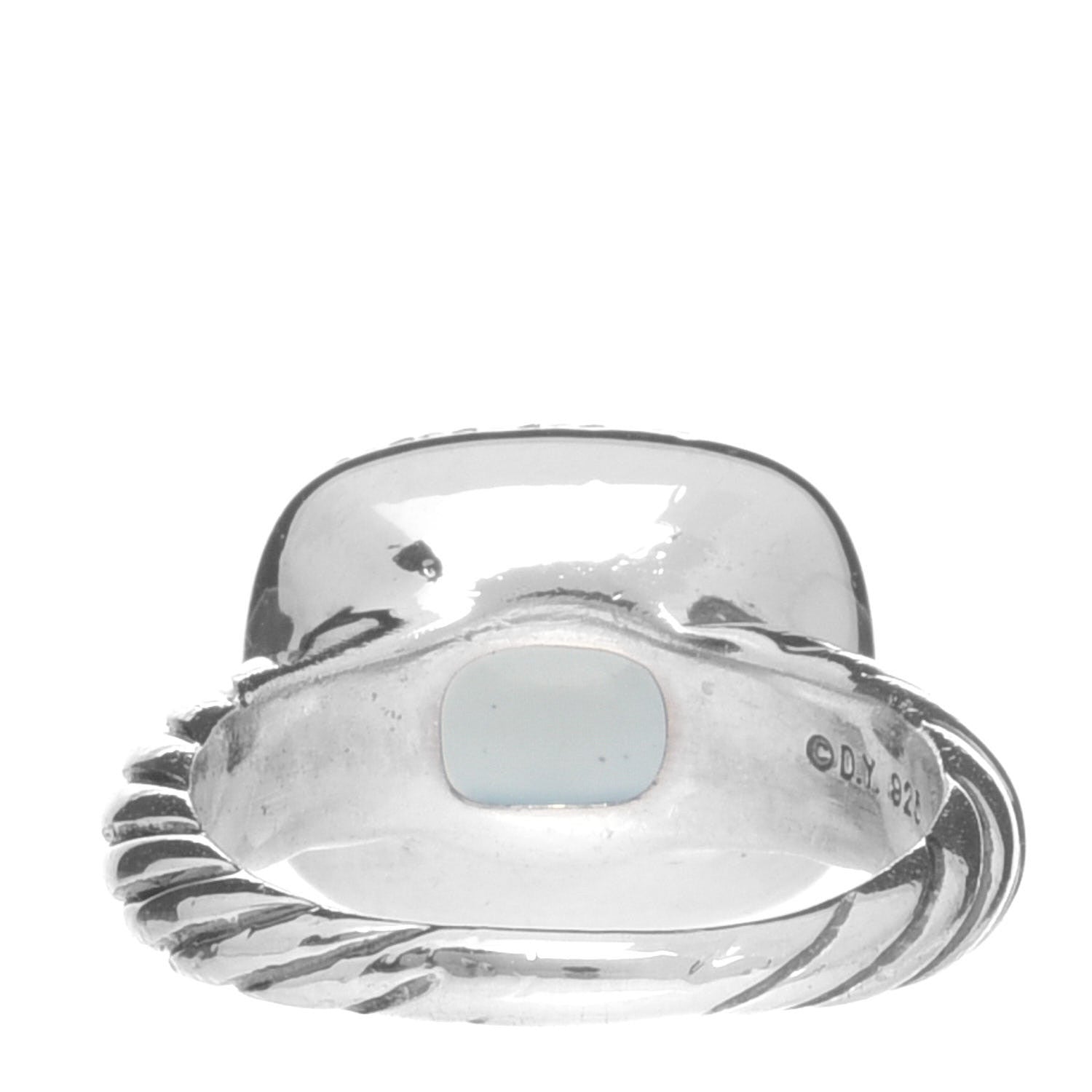 David Yurman Sterling Silver Diamond Chalcedony 10mm Chalcedony Ring 46 3.75 5 of 5