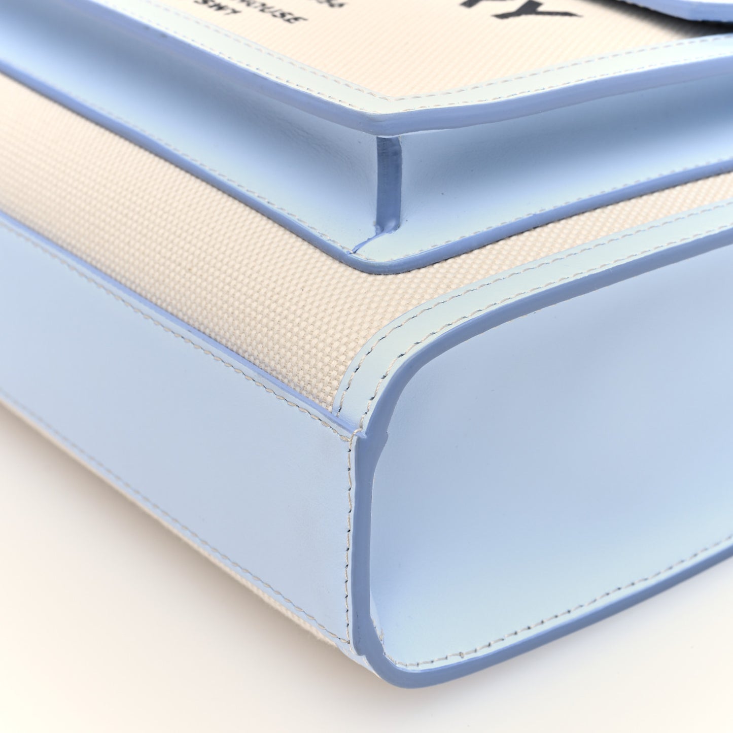 Canvas Smooth Calfskin Two Tone Mini Pocket Bag Natural Pale Blue