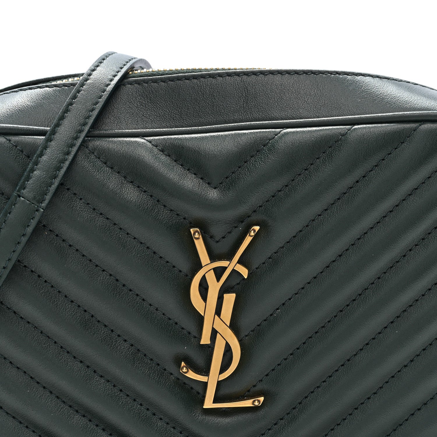 Saint Laurent Calfskin Matelasse Monogram Lou Camera Bag Vert Fonce 7 of 9