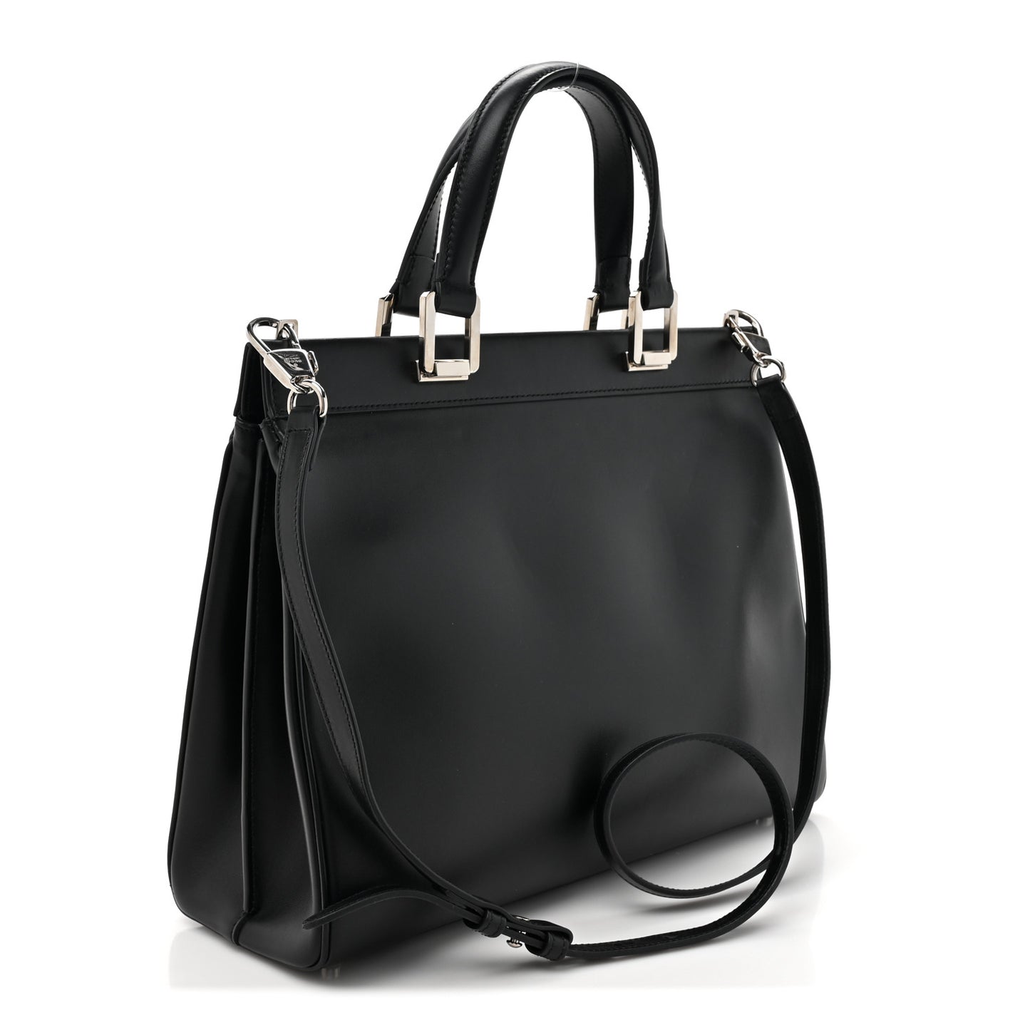 Smooth Calfskin Medium Zumi Top Handle Bag Black