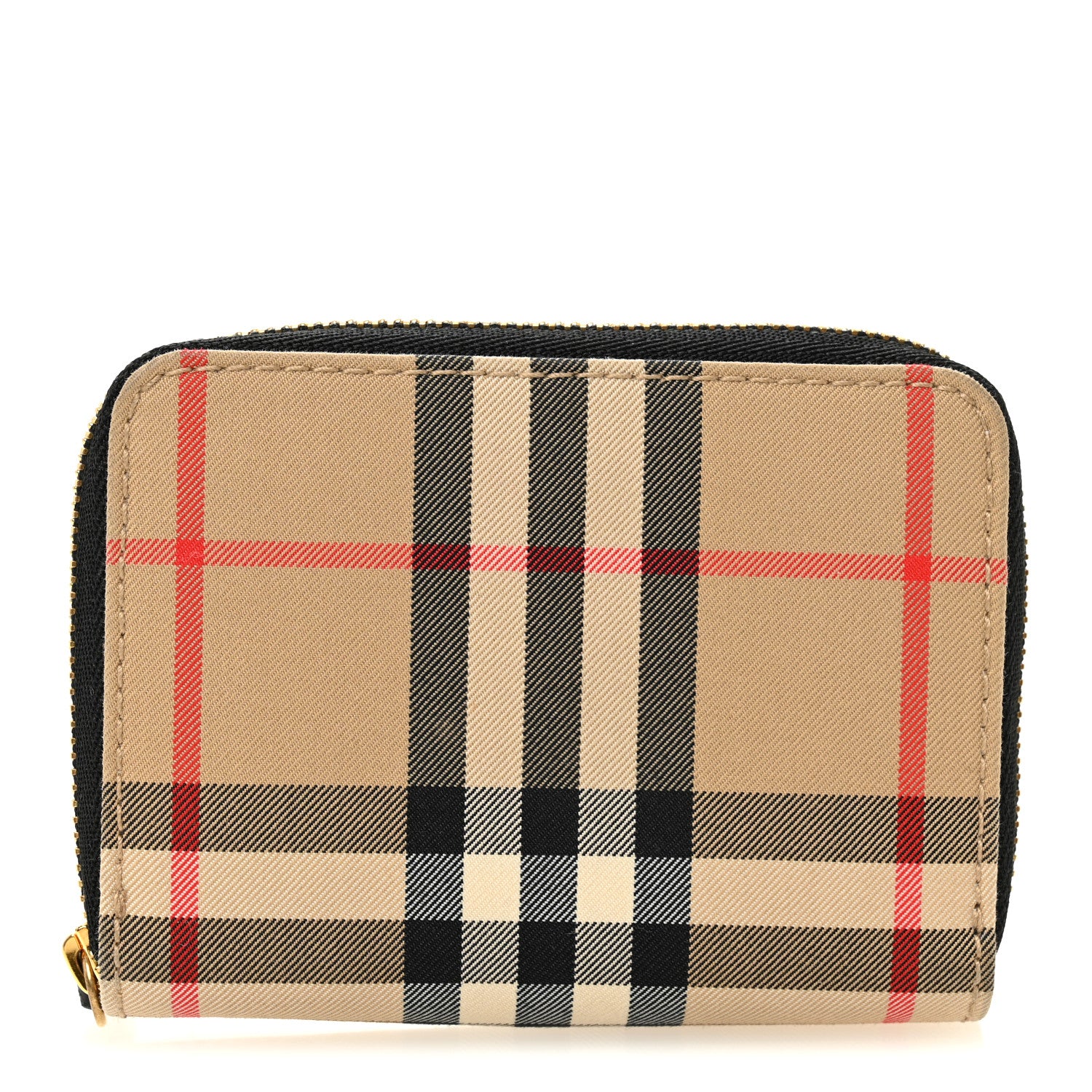 Burberry Vintage Check Mini Zip Around Wallet Archive Beige Black 1 of 6