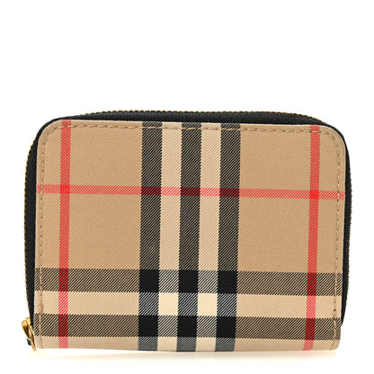 Burberry Vintage Check Mini Zip Around Wallet Archive Beige Black 1 of 6