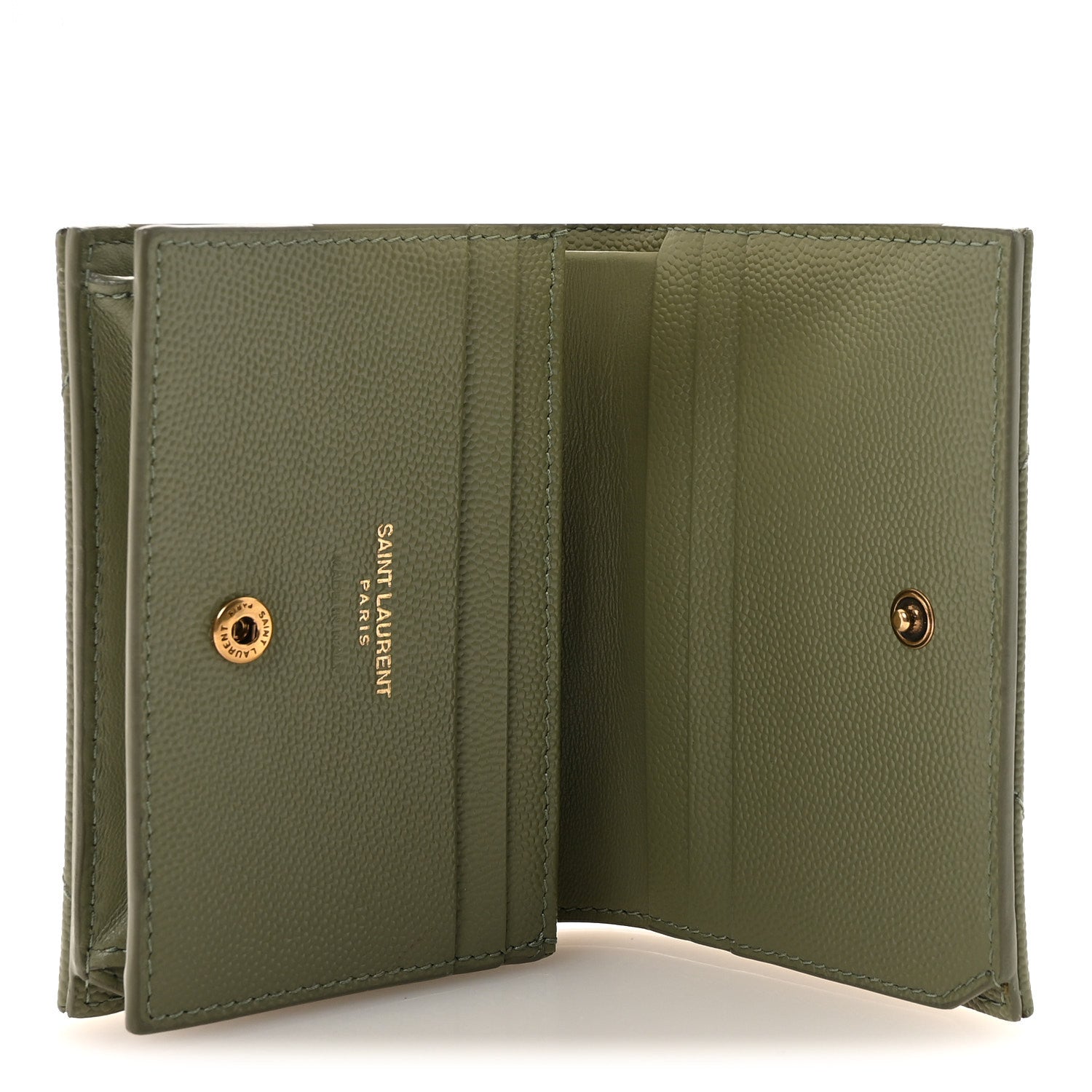 Saint Laurent Grain De Poudre Matelasse Chevron Cassandre Card Case Light Sage 5 of 6