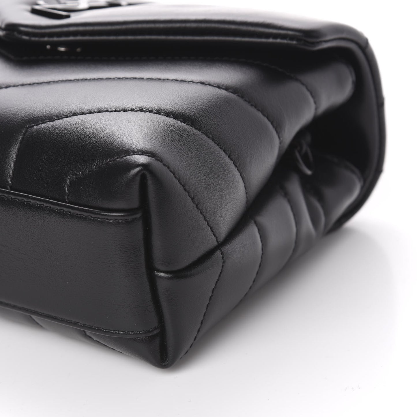 Calfskin Y Quilted Monogram Toy Loulou Crossbody Bag Black