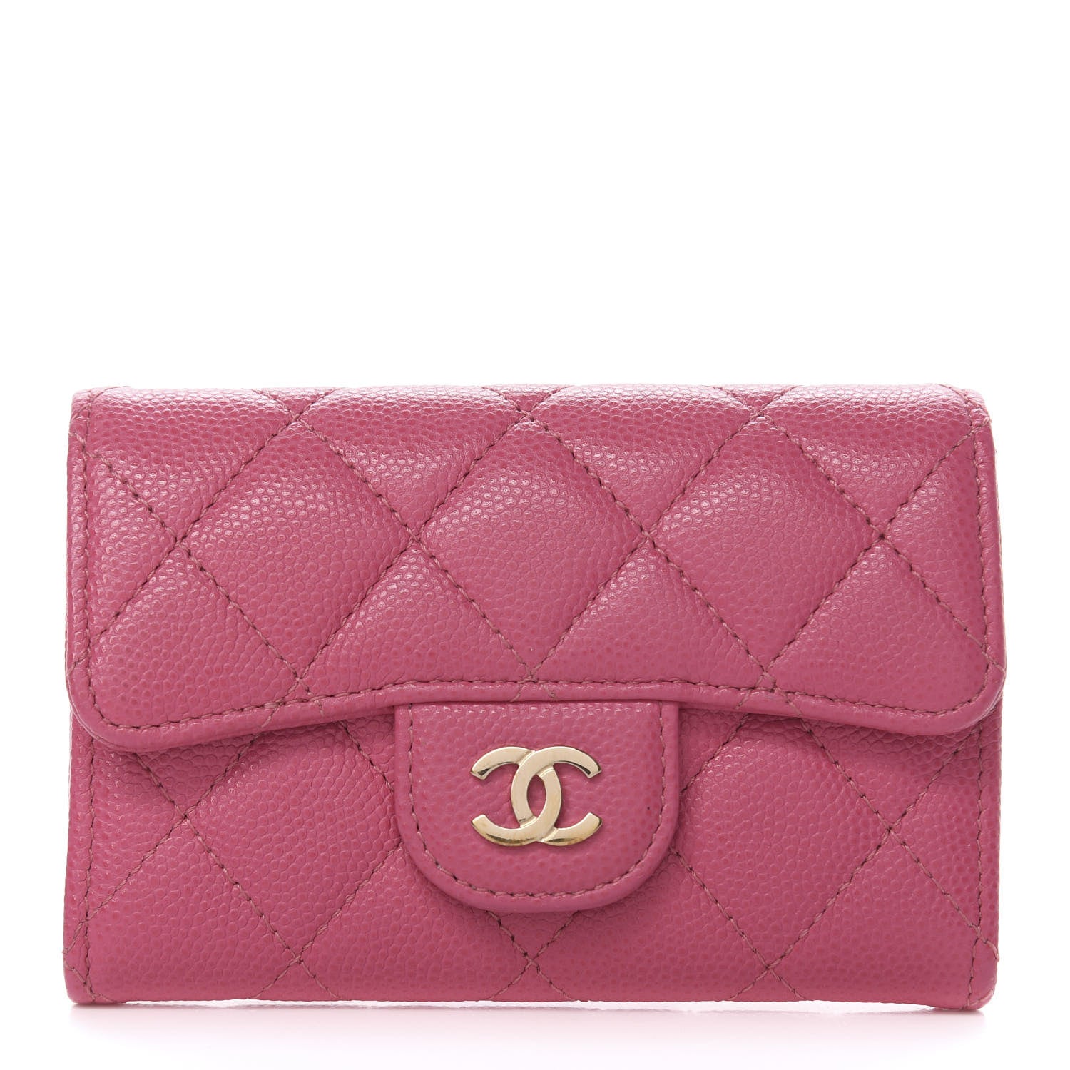 Chanel Caviar Quilted Flap Card Holder Pink 1 of 8