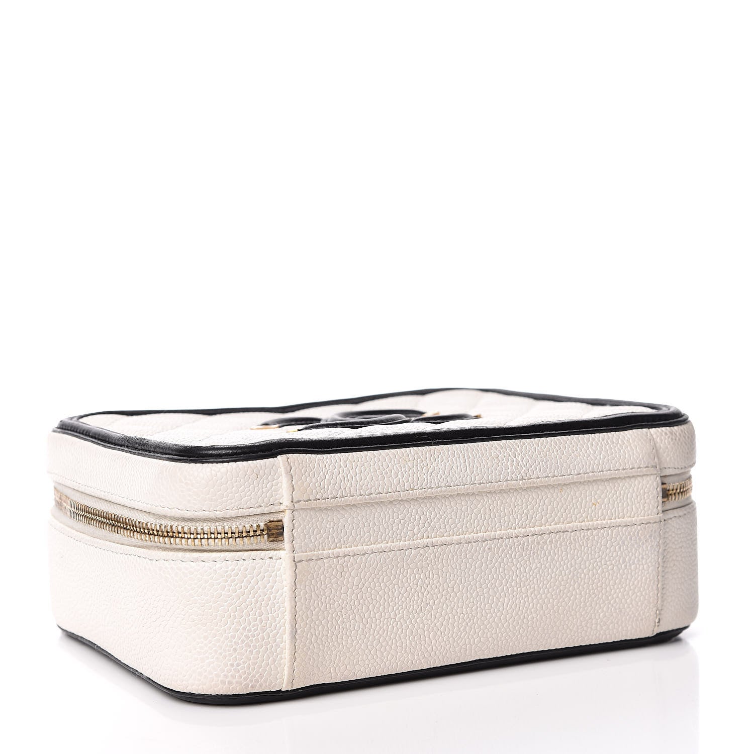 Chanel Caviar Quilted Medium CC Filigree Vanity Case White Black 4 of 11