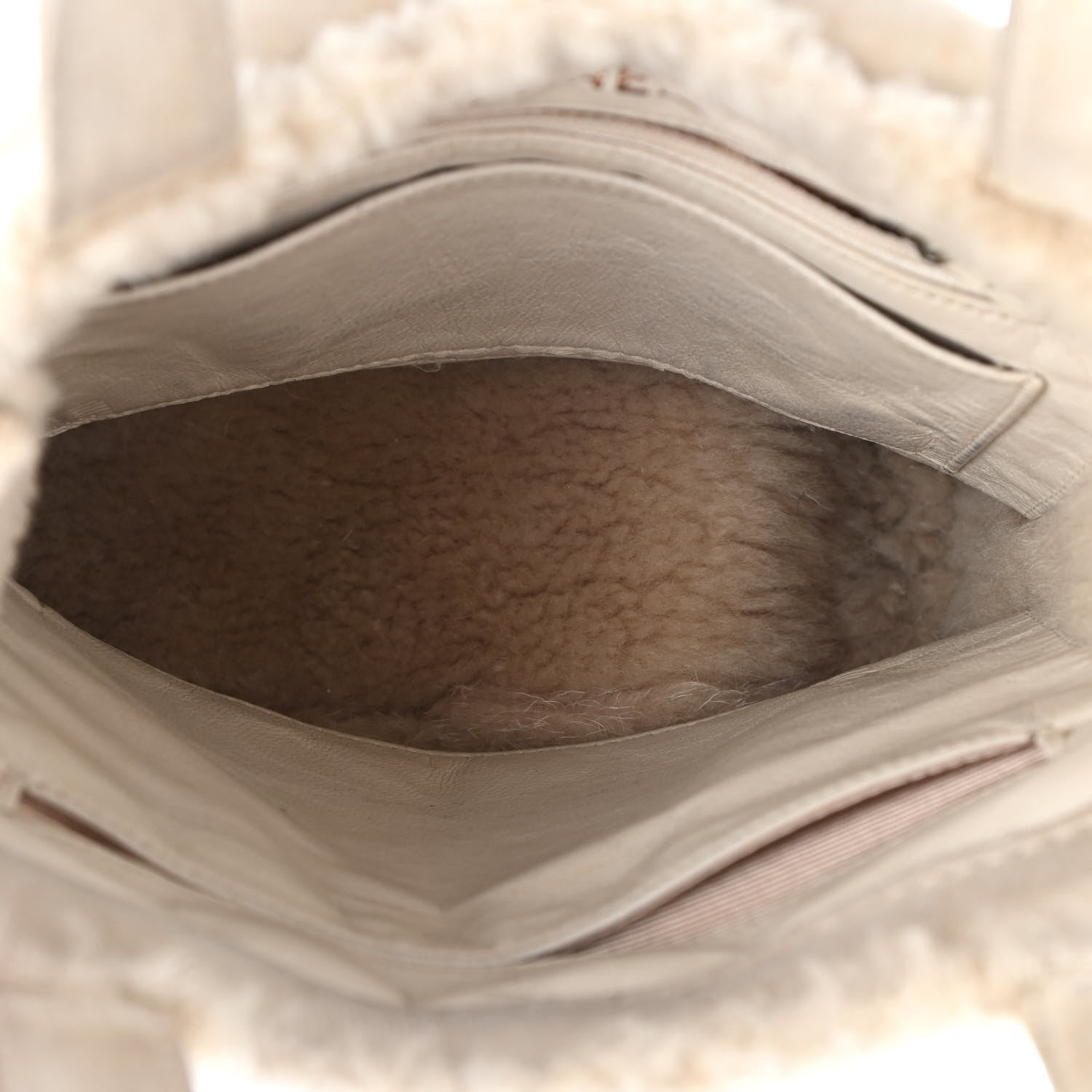 Chanel Suede Shearling Fur Handbag Ivory 5 of 11
